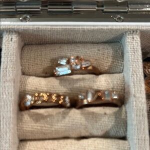 Henri Bendel Rose Gold and Crystal Ring Trio